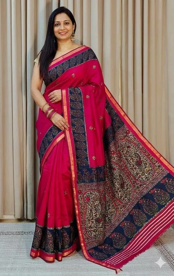 Soft_Bloom_linen_cotton_saree_|_Linen_Aura_Elegance