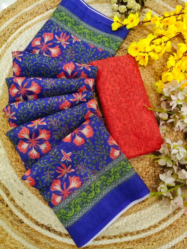 Pure_Linen_Cotton_Saree_For_Women_|_premium_|_Running_Blouse_Piece