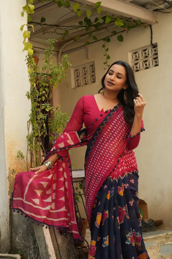 Pure_Linen_Cotton_Saree_For_Women_|_premium_|_Running_Blouse_Piece