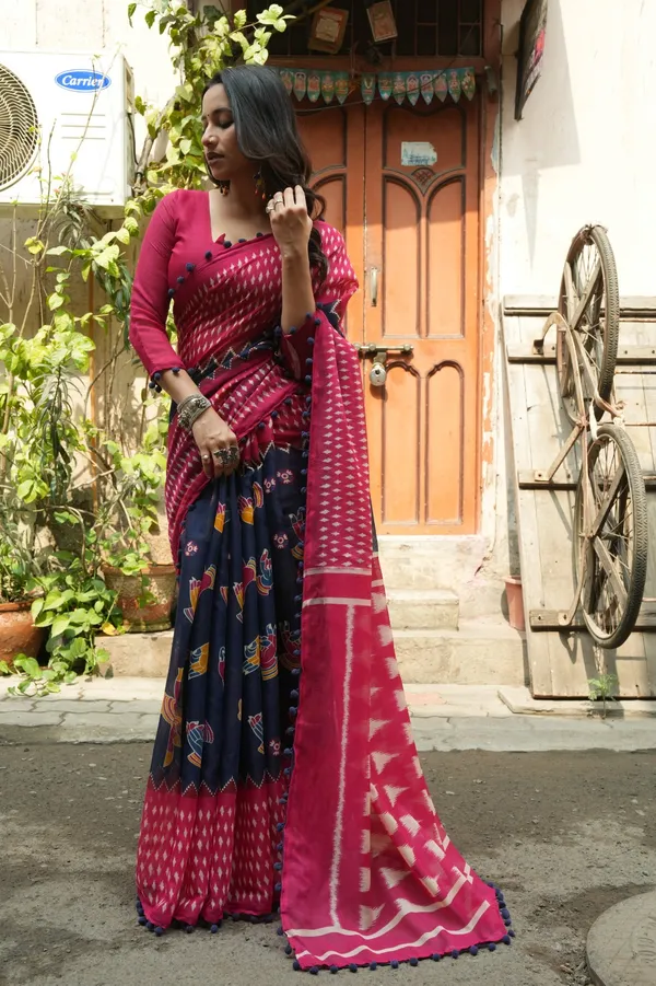 Pure_Linen_Cotton_Saree_For_Women_|_premium_|_Running_Blouse_Piece