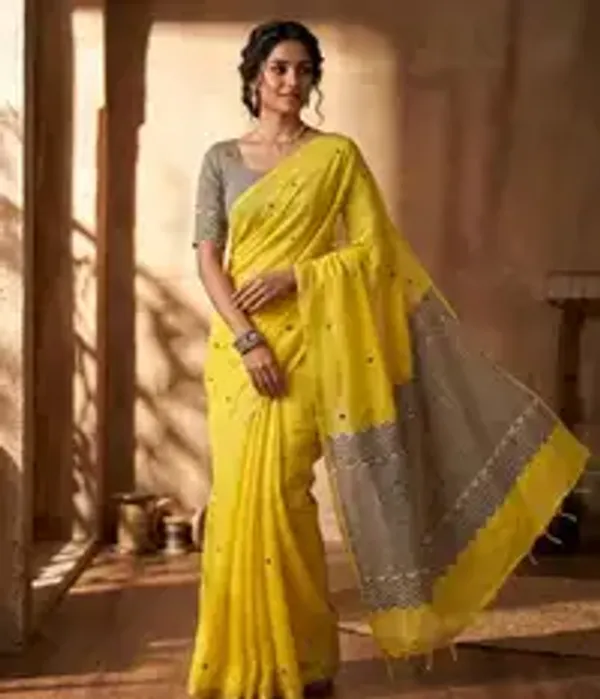 Pure_Linen_Cotton_Saree_For_Women_|_premium_|_Running_Blouse_Piece
