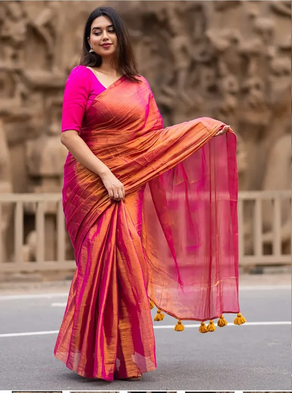 Magenta_Pink_and_Copper_Tissue_Silk_Saree_with_Matching_Blouse_Piece