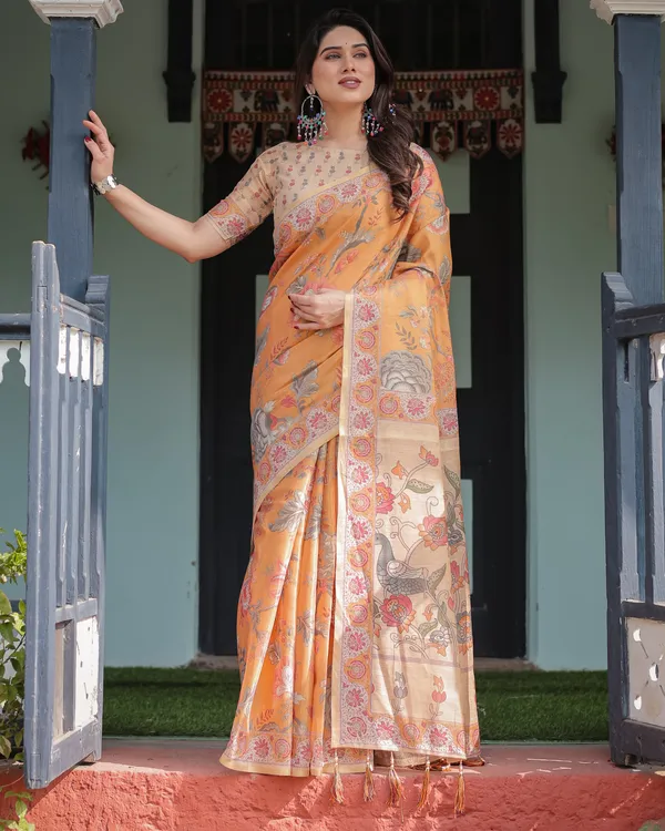Soft_Bloom_linen_cotton_saree_|_Linen_Aura_Elegance