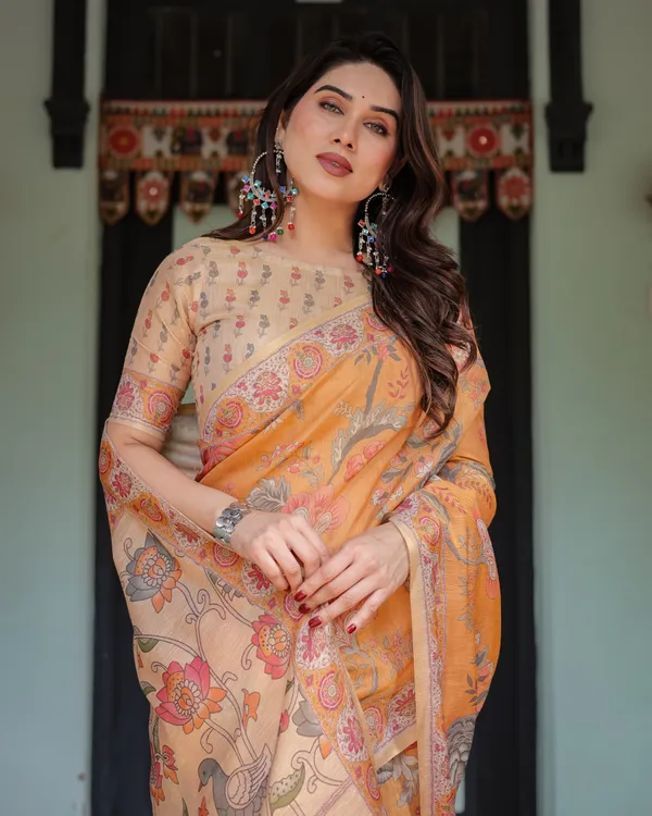 Soft_Bloom_linen_cotton_saree_|_Linen_Aura_Elegance