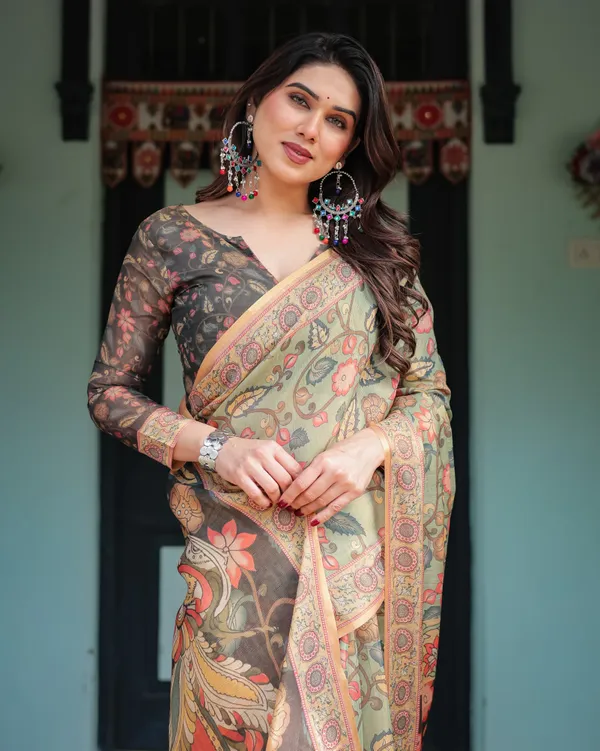 Pure_Linen_Cotton_Saree_For_Women_|_premium_|_Running_Blouse_Piece