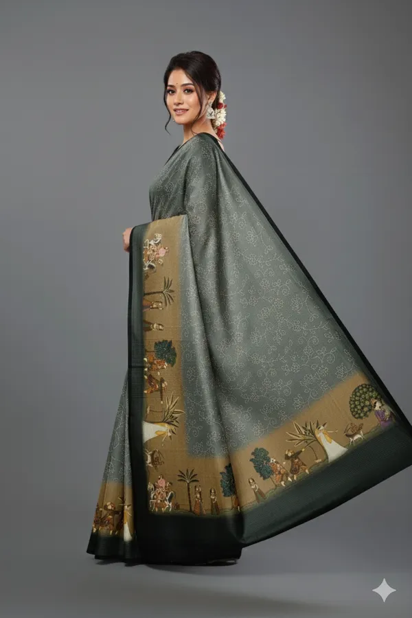 Grey_Pure_Cotton_Linen_Saree_For_Women