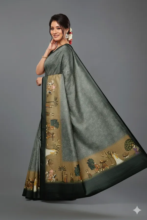 Grey_Pure_Cotton_Linen_Saree_For_Women