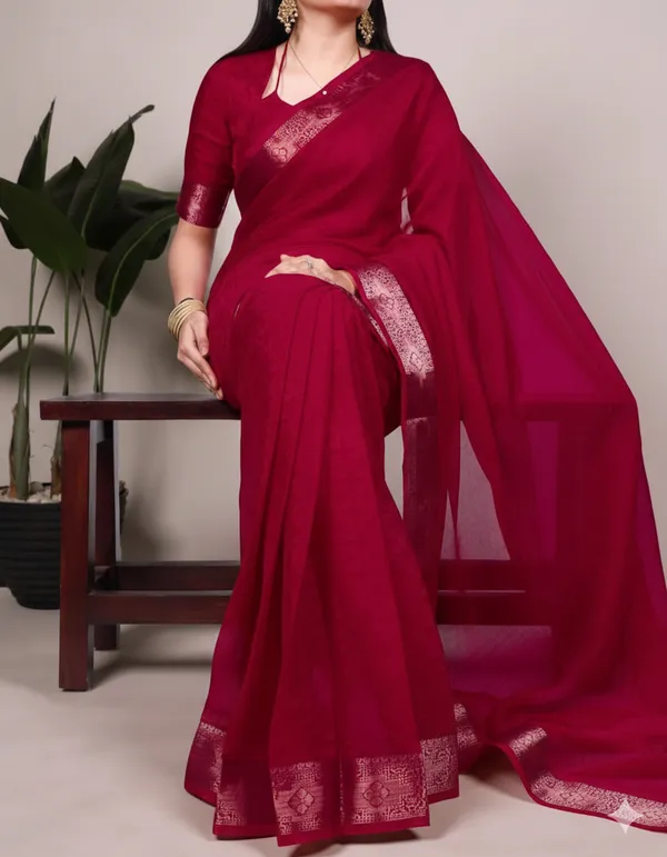 Pure_Linen_Cotton_Saree_For_Women_|_premium_|_Running_Blouse_Piece