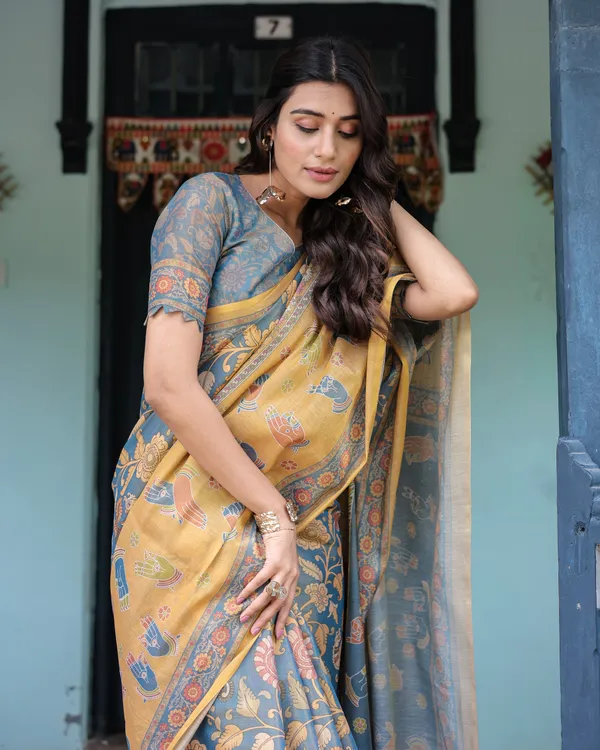 Blooming_Elegance_Saree__|_premium_|_Sunshine_Elegance_Linen