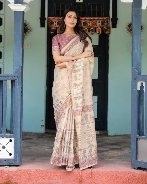 Pure_Linen_Cotton_Saree_For_Women_|_premium_|_Running_Blouse_Piece