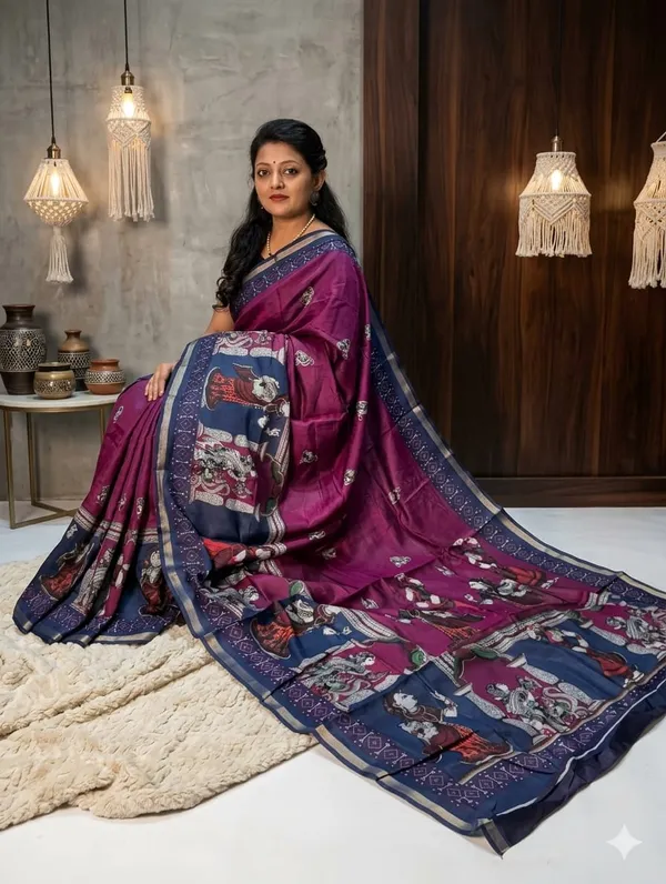 Soft_Bloom_linen_cotton_saree_|_Linen_Aura_Elegance