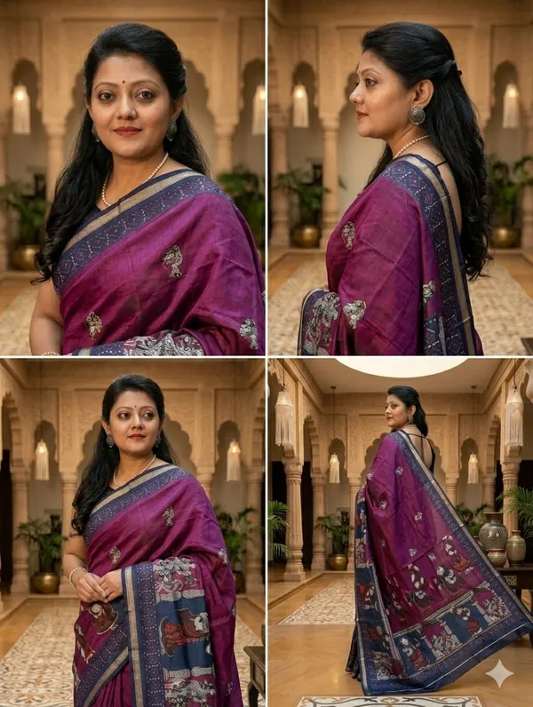 Soft_Bloom_linen_cotton_saree_|_Linen_Aura_Elegance