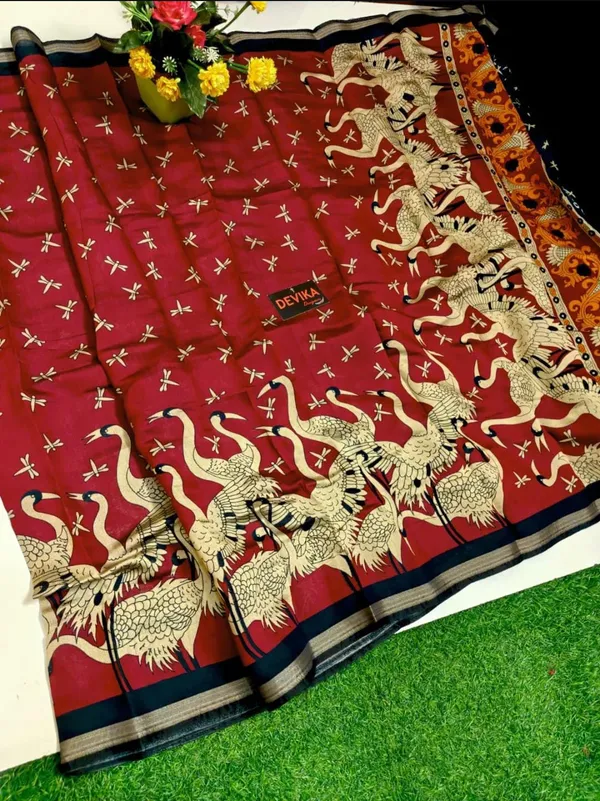 Soft_Bloom_linen_cotton_saree_|_Linen_Aura_Elegance