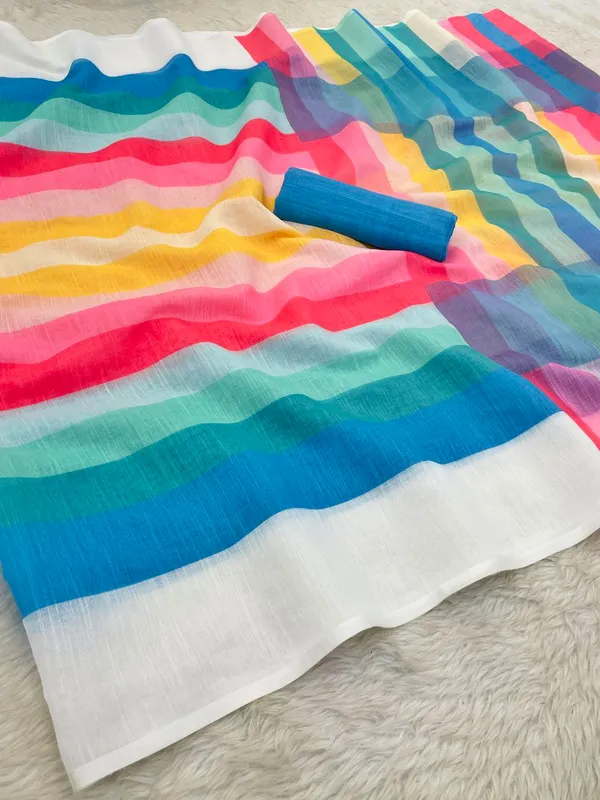 Luxury_Linen_Saree_for_Women__Multi_Colour_Print