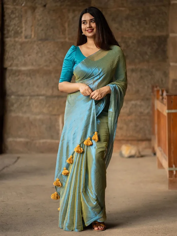 Sea_Green_&_Aqua_Blue_Tissue_Silk_Saree_with_Running_Blouse
