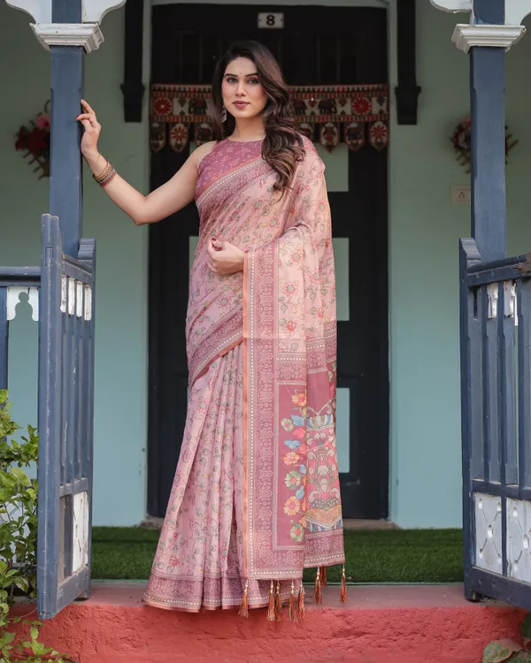 Soft_Bloom_linen_cotton_saree_|_Linen_Aura_Elegance