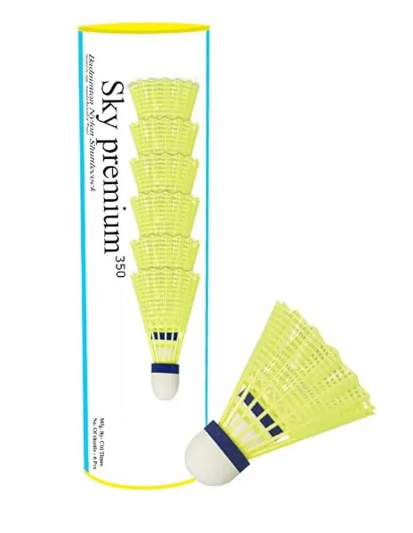 Yellow_Nylon_Shuttle_Cock_Pro-350,_Pack_Of_6