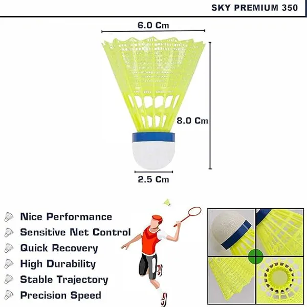 Yellow_Nylon_Shuttle_Cock_Pro-350,_Pack_Of_6