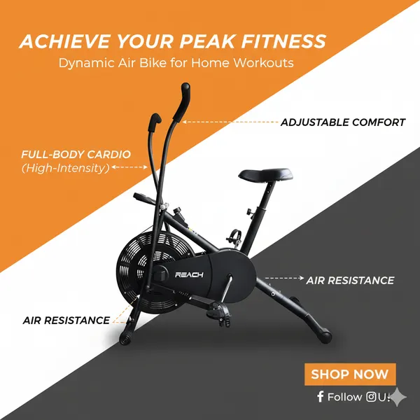 Black_Upright_Air_Bike_With_Moving/Stationary_Handle_|_Adjustable_Resistance_With_Cushioned_Seat_|_Max_User_Weight_110_Kg_|_Exercise_Fitness_Cycle_|_Cardio_Equipment_Machine_|_Home_Gym_Workout