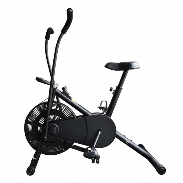 Black_Upright_Air_Bike_With_Moving/Stationary_Handle_|_Adjustable_Resistance_With_Cushioned_Seat_|_Max_User_Weight_110_Kg_|_Exercise_Fitness_Cycle_|_Cardio_Equipment_Machine_|_Home_Gym_Workout