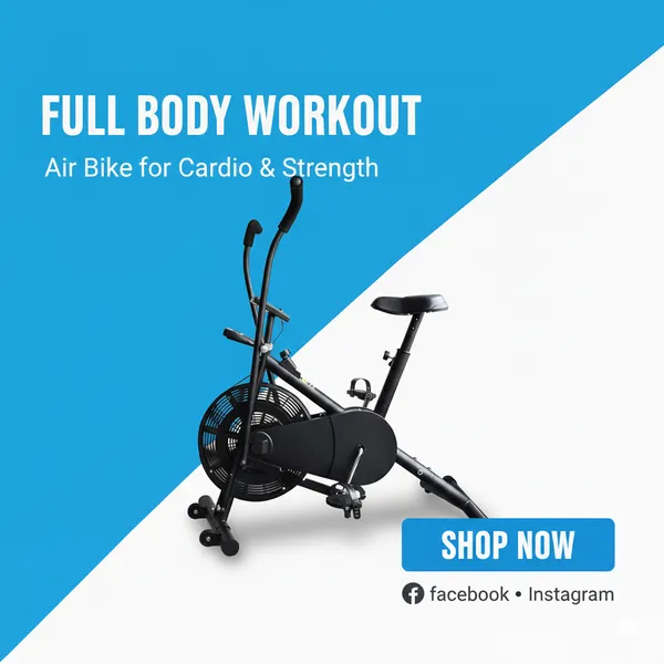 Black_Upright_Air_Bike_With_Moving/Stationary_Handle_|_Adjustable_Resistance_With_Cushioned_Seat_|_Max_User_Weight_110_Kg_|_Exercise_Fitness_Cycle_|_Cardio_Equipment_Machine_|_Home_Gym_Workout