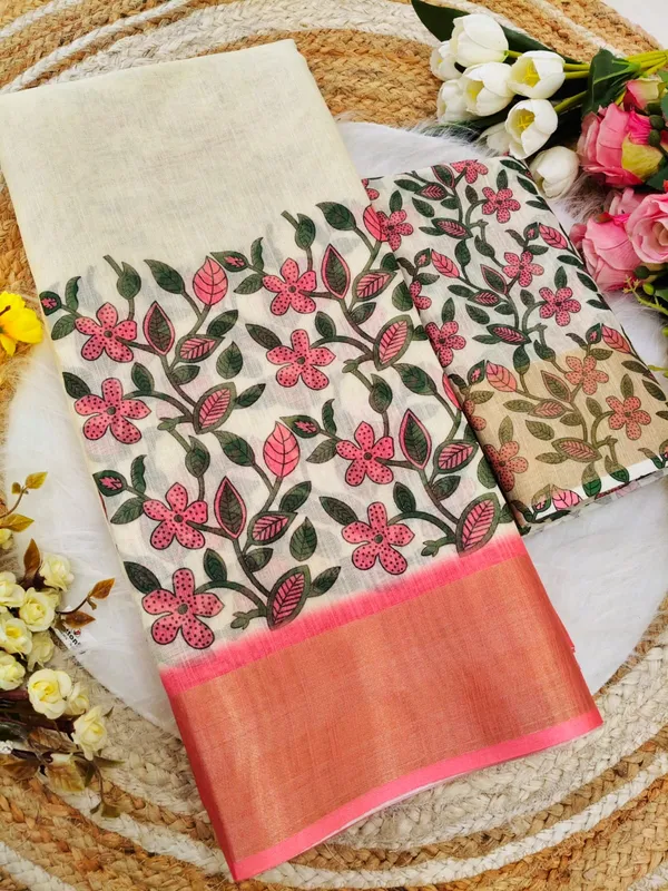 Cream_Original_Japan_Satin_Saree_For_Women