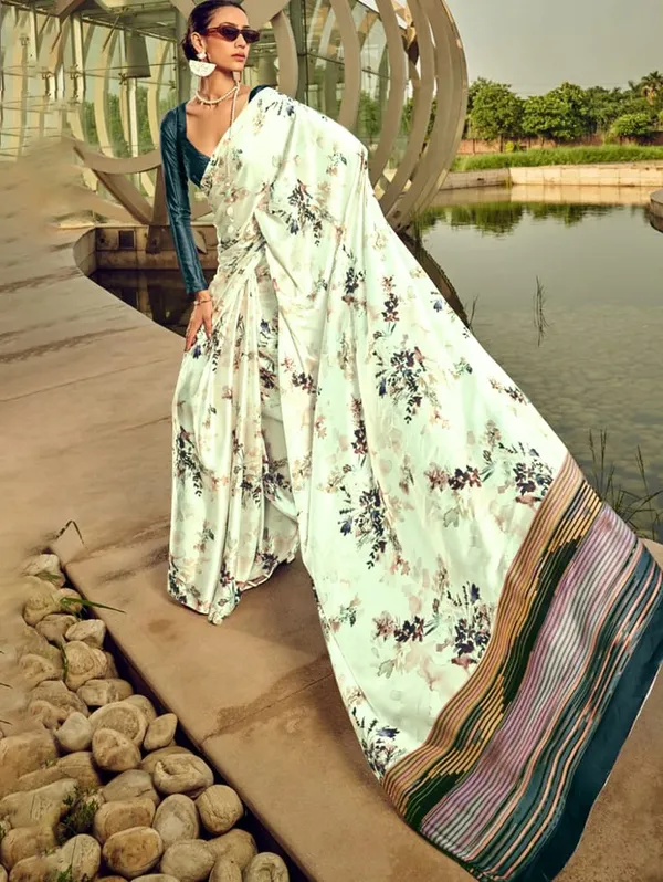 Cream_White_Original_Japan_Satin_Saree_For_Women