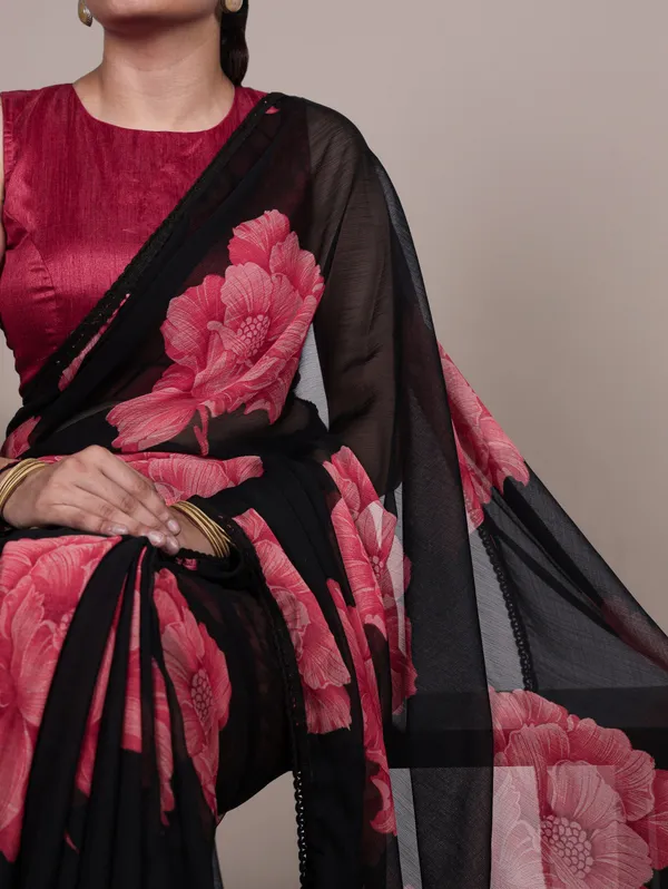 Blue_Chinnon_Saree_For_Women