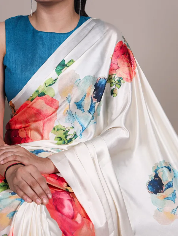 White_Original_Japan_Satin_Saree_For_Women