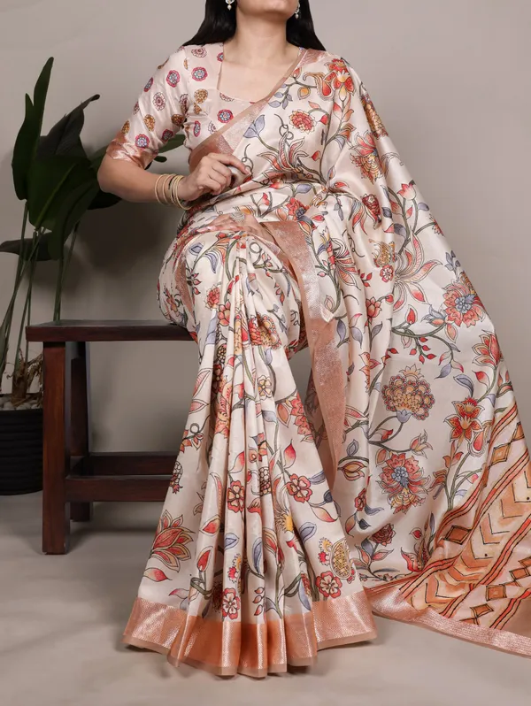 Cream_Original_Japan_Satin_Saree_For_Women