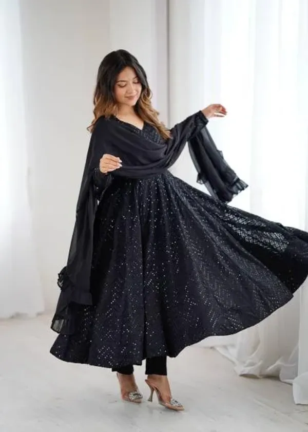 Black_Fox_Georgette_4_Mtr_Flair_Anarkali_Suit_with_Pant_and_Dupatta_For_Woman