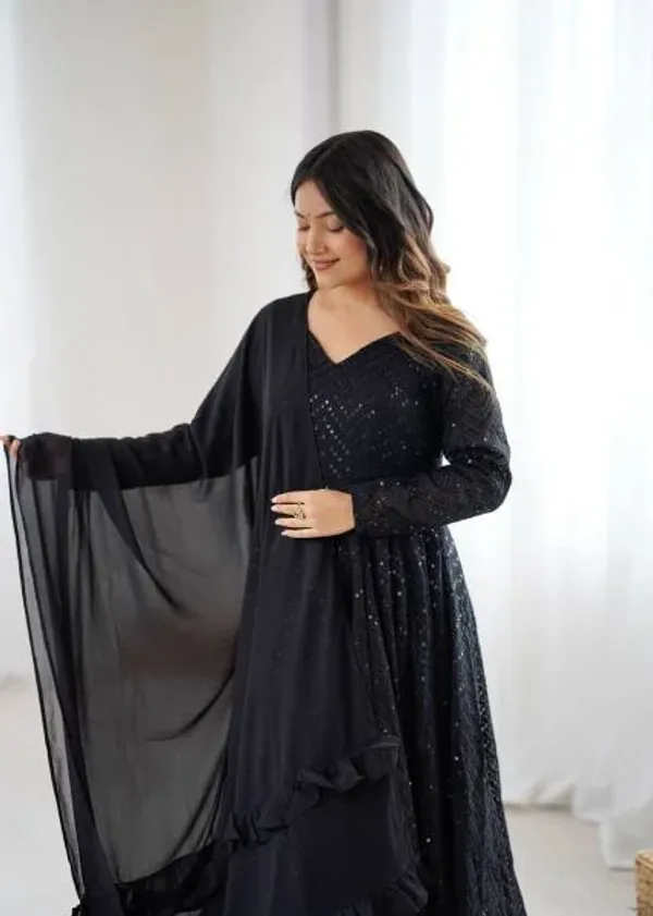 Black_Fox_Georgette_4_Mtr_Flair_Anarkali_Suit_with_Pant_and_Dupatta_For_Woman