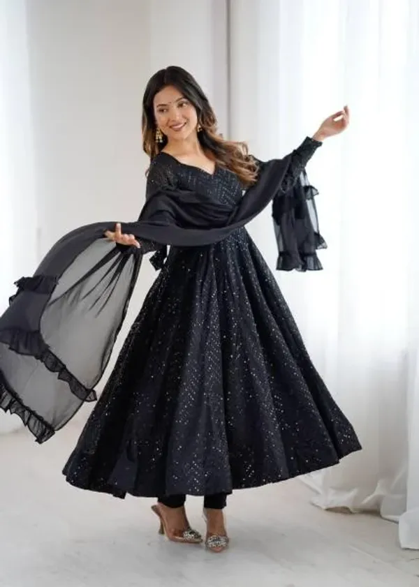 Black_Fox_Georgette_4_Mtr_Flair_Anarkali_Suit_with_Pant_and_Dupatta_For_Woman