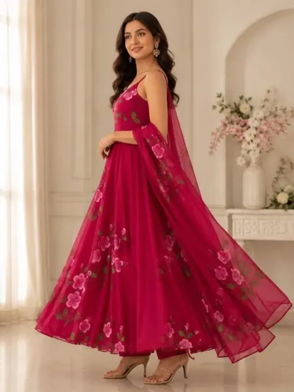 Bohemian_Rani_Pink_Georgette_Anarkali_Suit_Set_with_Buttersilk_Pant_and_Kodi_Lace_Dupatta_with_Handpainted