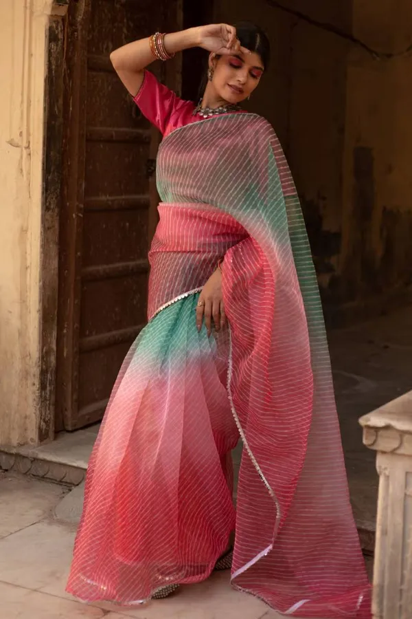 Organza_Fancy_Beautiful_Leheriya_Saree