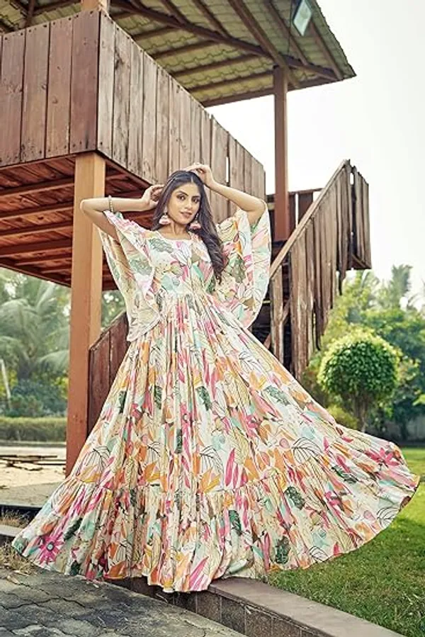 Bell_Sleeve_Printed_Gown