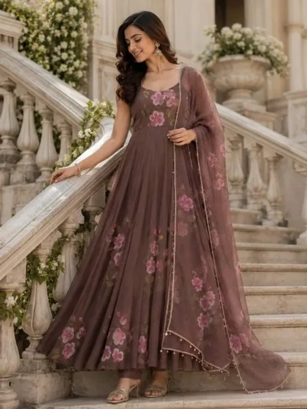 Dynamic_Coffee_Huge_Flair_Georgette_Anarkali_Suit_also_Matching_Dupatta_with_kodi_lace_for_Festive_Celebrations