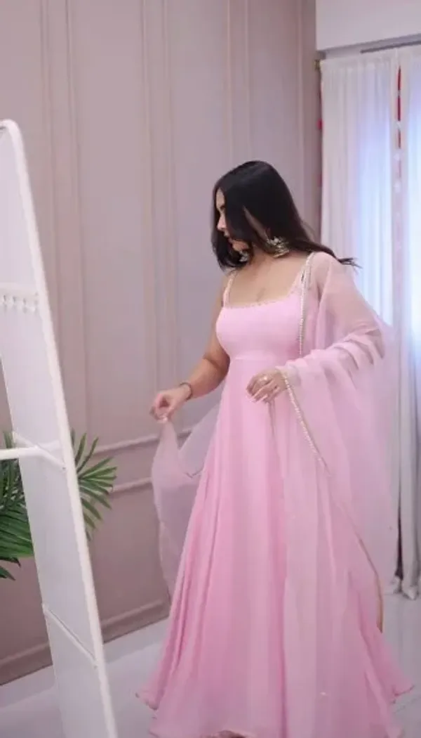 Faux_Georgette_Pink_Anarkali_With_Pant_And_Dupatta_Wedding_Set