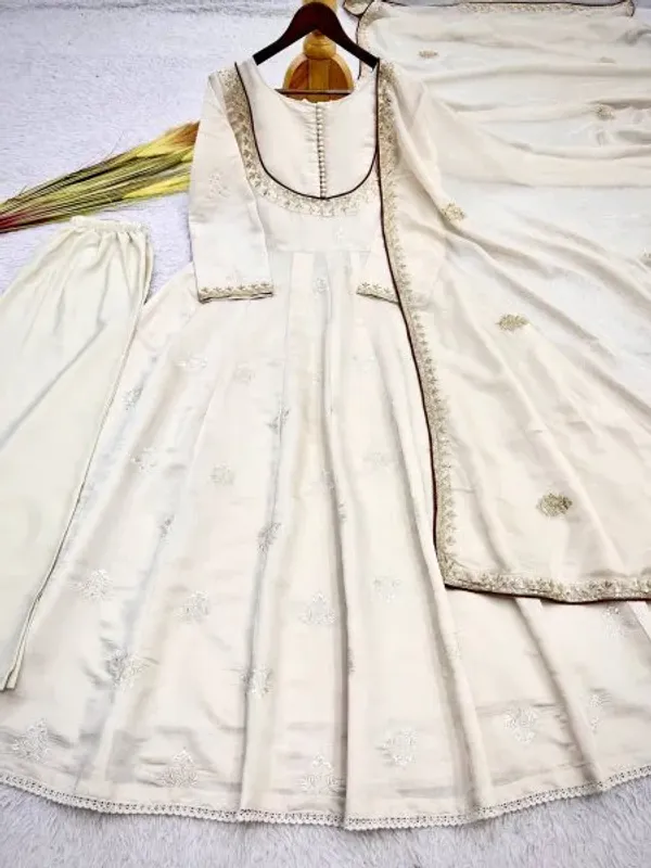 Flawless_White_Roman_Cotton_Anarkali_Gown_Pant_Dupatta_Set_with_Sequins_Work_For_Special_Occasions