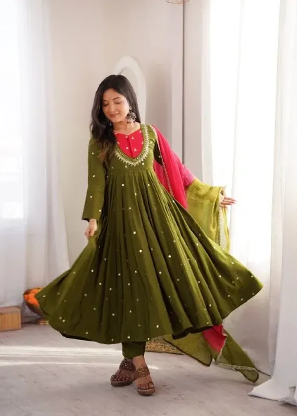 Green_Roman_Silk_Festival_Wear_Anarkali_Suit_Set_with_Embroidered_Sequence_Work