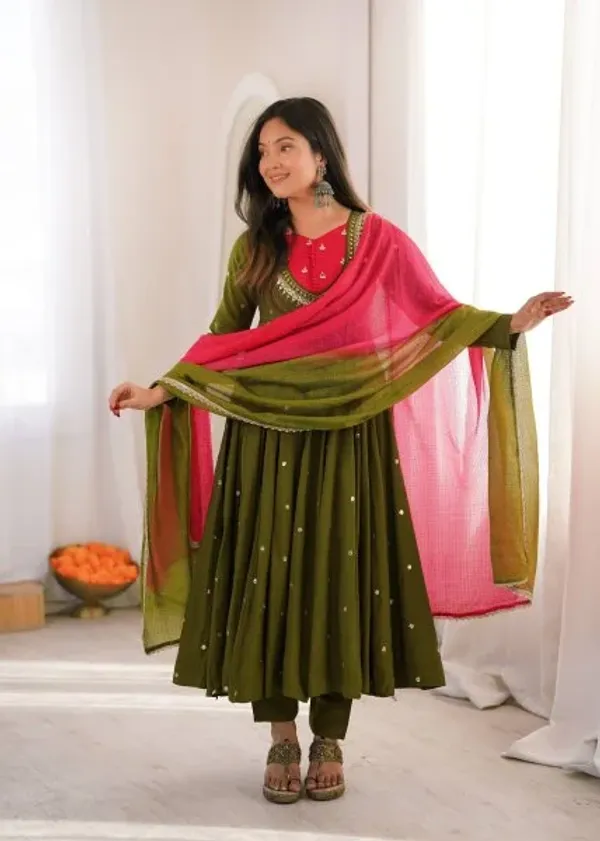 Green_Roman_Silk_Festival_Wear_Anarkali_Suit_Set_with_Embroidered_Sequence_Work