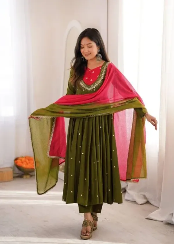 Green_Roman_Silk_Festival_Wear_Anarkali_Suit_Set_with_Embroidered_Sequence_Work