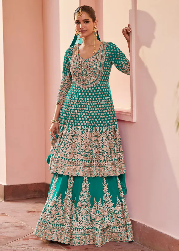 Georgette_Embroidery_Work_Designer_Indo_Western