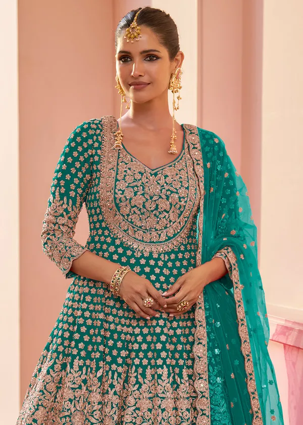 Georgette_Embroidery_Work_Designer_Indo_Western