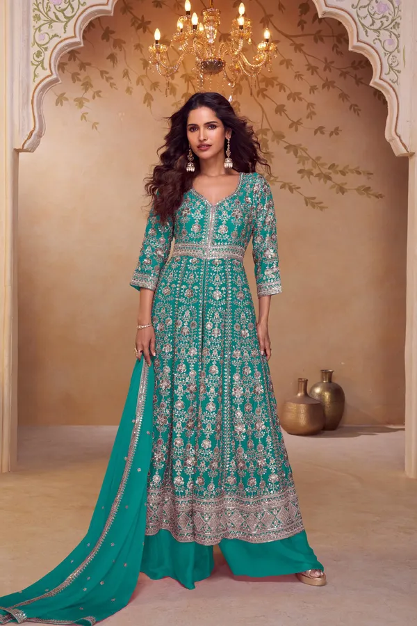 Green_Readymade_Embroidered_Chinon_Palazzo_Suit