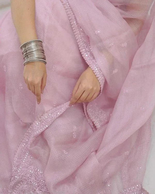 Kota_Chex_Sequance_Thread_Embroidery_Work