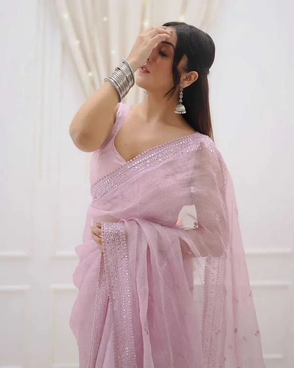Kota_Chex_Sequance_Thread_Embroidery_Work