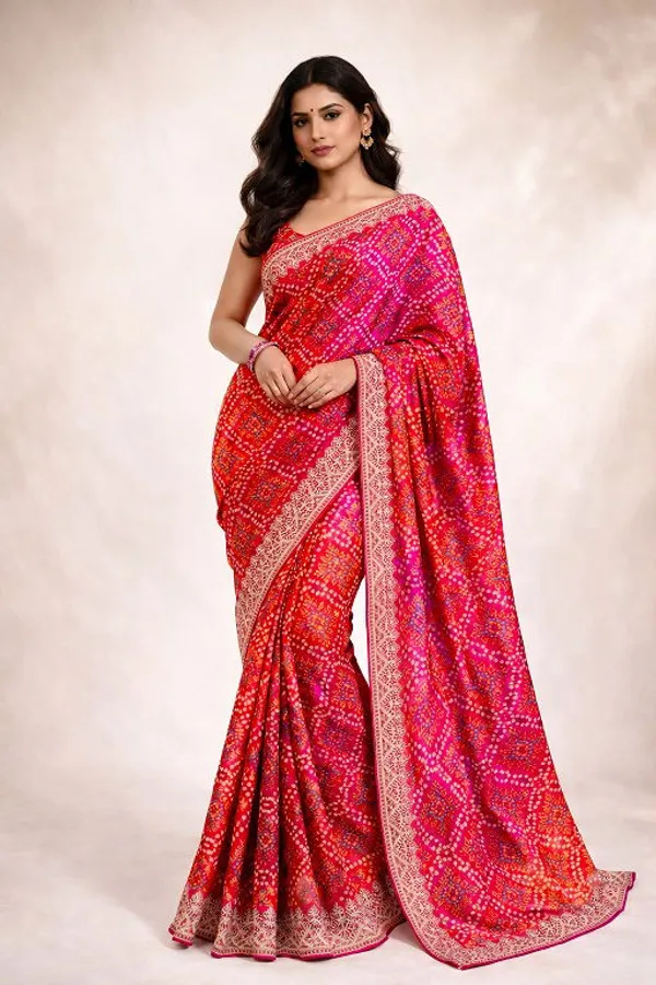 Chinon_Silk_Bandhani_Codding_Stylish_Saree