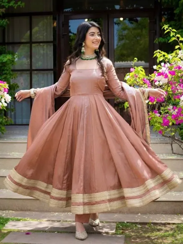 Mesmerizing_Blush_Brown_Designer_Vichitra_Anarkali_Pant_Dupatta_Set_with_Fancy_Lace_Work