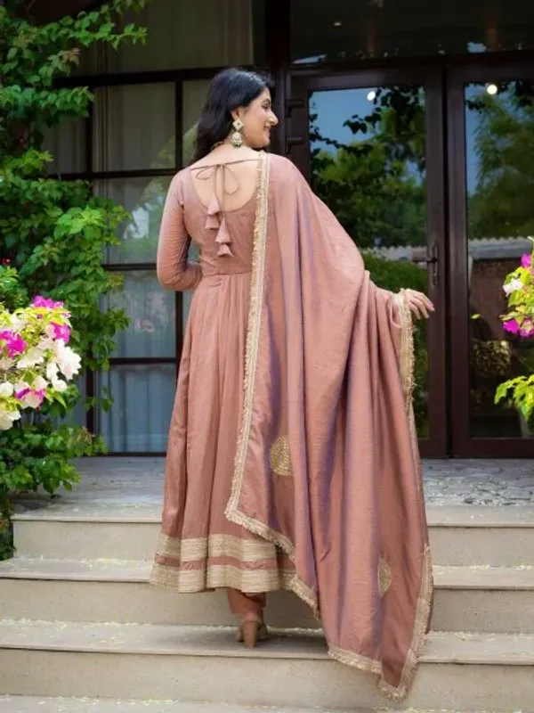 Mesmerizing_Blush_Brown_Designer_Vichitra_Anarkali_Pant_Dupatta_Set_with_Fancy_Lace_Work